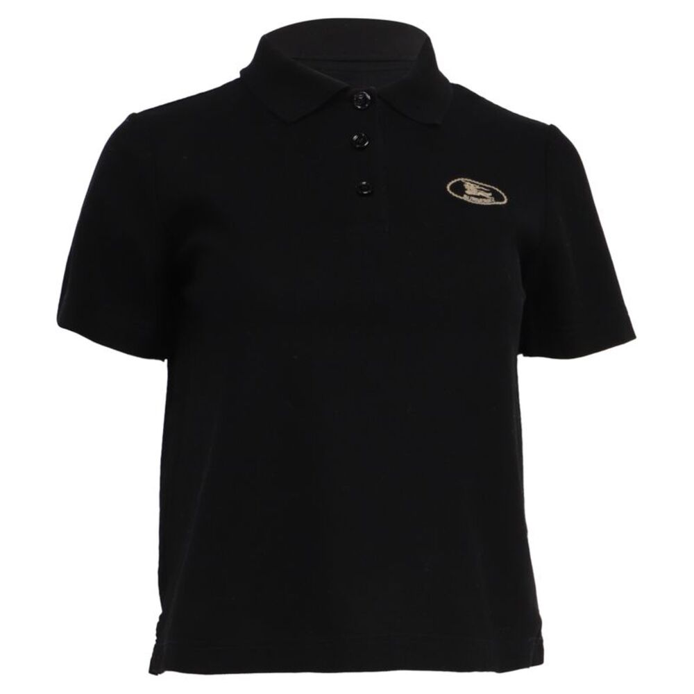 Burberry Logo-Embroidered Polo Shirt in Black Cotton